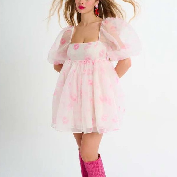 NWT Selkie Kiss on the Lips Silk Gauze Puff Dress XS - Picture 1 of 8